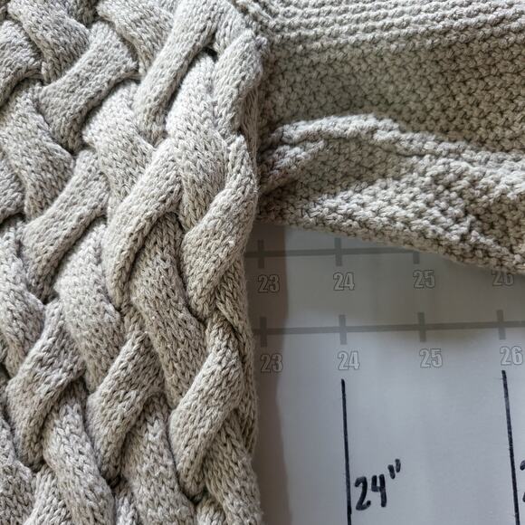 Tasso Elba Cardigan Sweater Mens L Light Gray Tan Cable Knit Preppy Retro Y2K - Picture 6 of 7